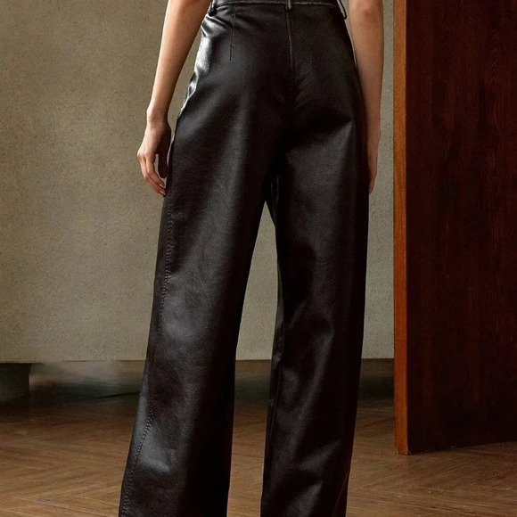 Black Elegant Women's Vintage Washed-Look Long Pants - Picture 5 of 7